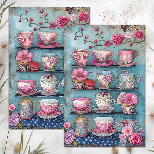 TEACUPS DECOUPAGE TISSUE PAPER (TEACUPS DECOUPAGE TISSUE PAPER)
