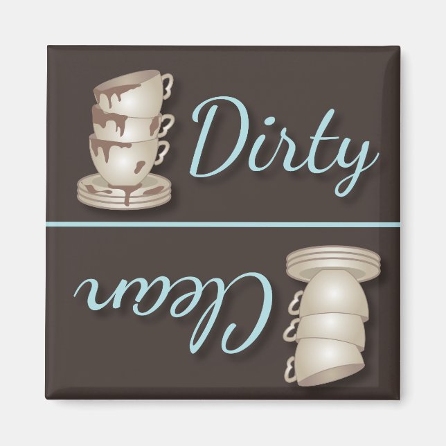Teacups Dirty or Clean Refrigerator Magnets (Front)