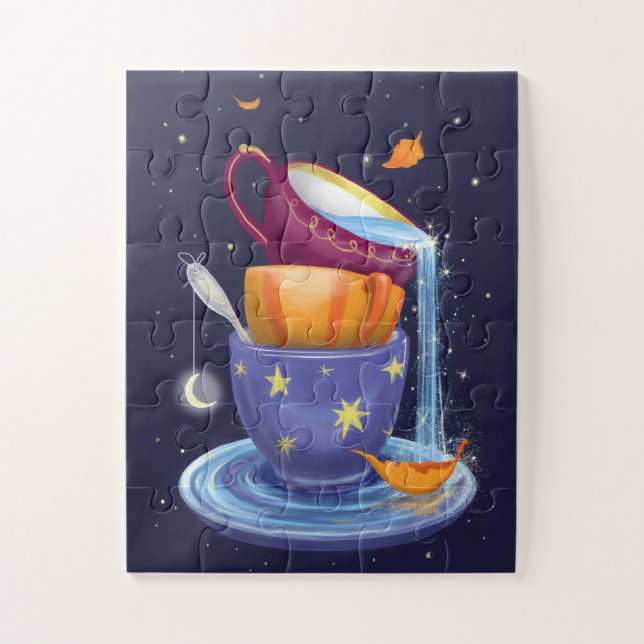 Teacups Fall Whimsical Jigsaw Puzzle (Vertical)