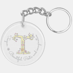 Teagan monogram letter T name and meaning keyring