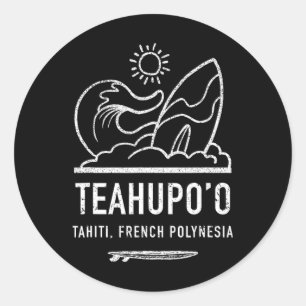 Teahupoo Shirt French Polynesia Tee Tahiti Surfing Classic Round Sticker
