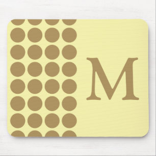 Teak Cream Neutral Dots with monogram Mouse Pad