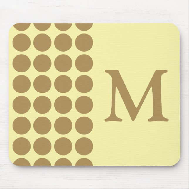 Teak Cream Neutral Dots with monogram Mouse Pad (Front)