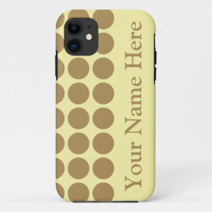 Teak Cream Neutral Dots with name iPhone 11 Case