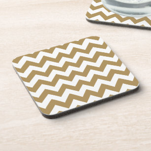 Teak Neutral Chevron Coaster