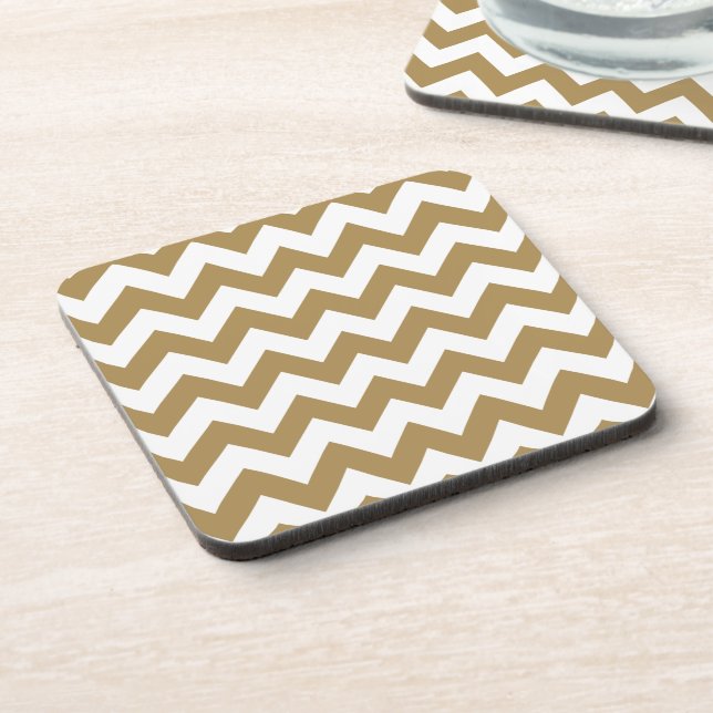 Teak Neutral Chevron Coaster (Left Side)