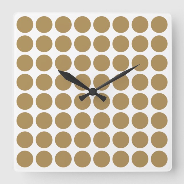 Teak Neutral Dots Square Wall Clock (Front)