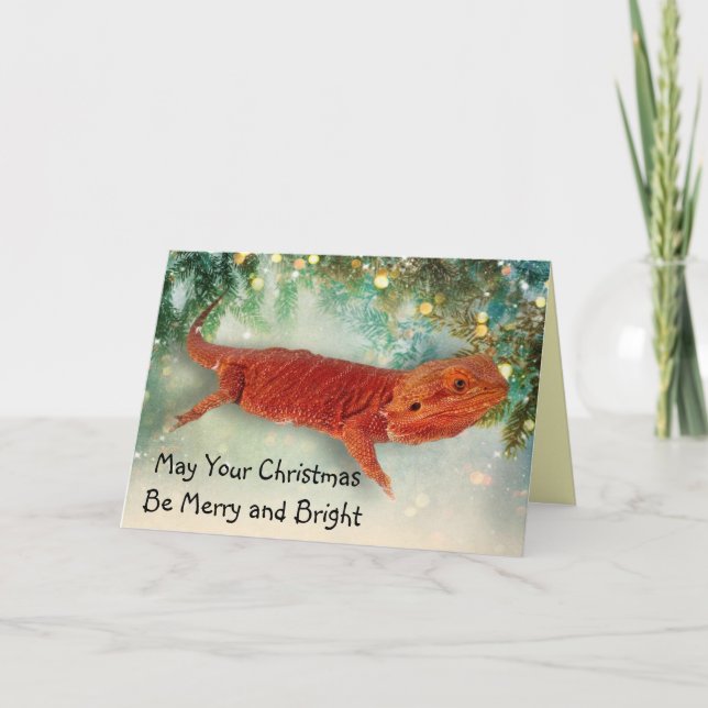 Teak the Bearded Dragon Christmas Card (Front)