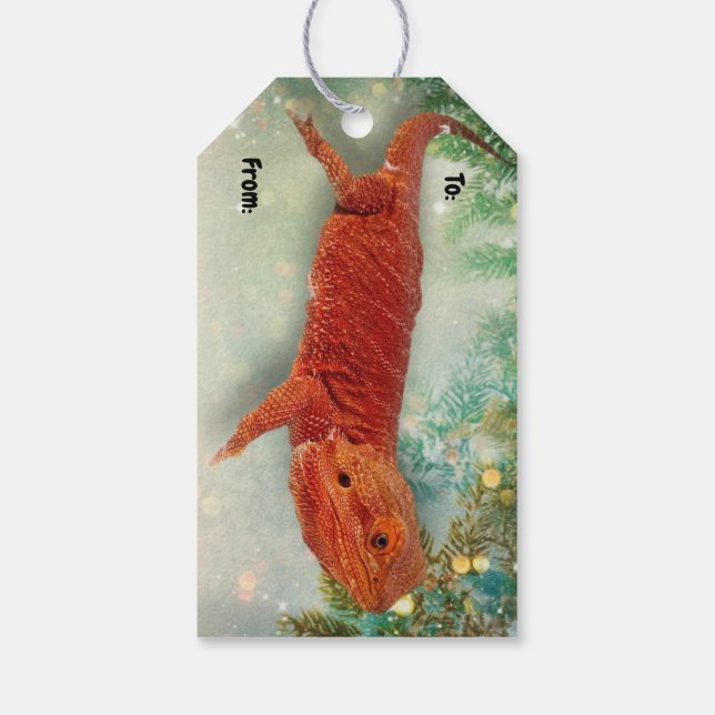Teak The Bearded Dragon Christmas Gift Tag (Tree) (Back)