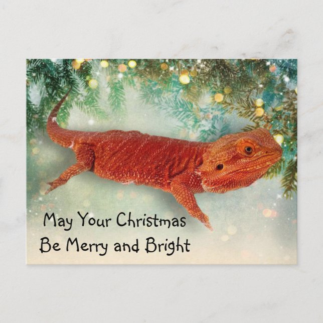 Teak the Bearded Dragon Christmas Postcard (Front)