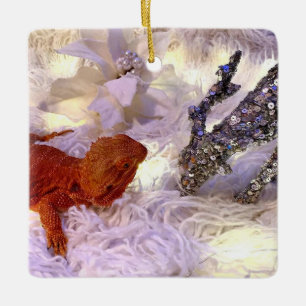 Teak the Bearded Dragon Peace on Earth Ceramic Ornament