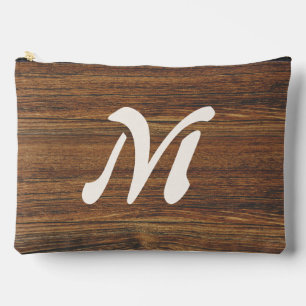 Teak Wood Grain with Monogram Accessory Pouch