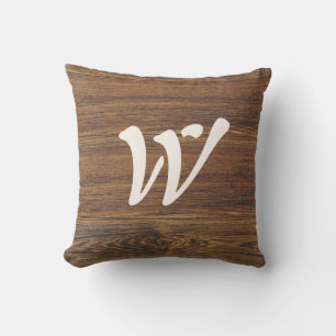Teak Wood Grain with Monogram Cushion