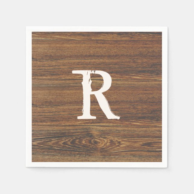 Teak Wood Grain with Monogram Napkin (Front)