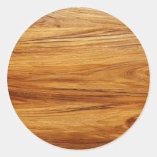 Teak Wood Image Blank Classic Round Sticker