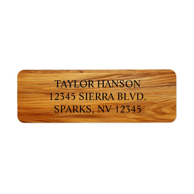 Teak Wood Image Logo Black Text Return Address Label (Front)