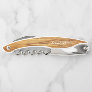 Teak Wood Image Logo White Text Corkscrew