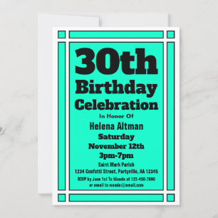 Teal 30th Birthday Invitation