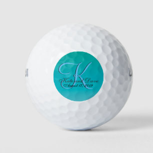 Teal 3d Monogram Wedding Favour Golf Balls