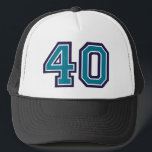 Teal 40th Birthday Party Trucker Hat<br><div class="desc">Classic 40th Birthday Party Hat for a man or woman who is celebrating their 40th milestone year</div>