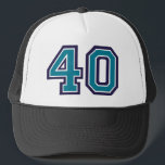 Teal 40th Birthday Party Trucker Hat<br><div class="desc">Classic 40th Birthday Party Hat for a man or woman who is celebrating their 40th milestone year</div>