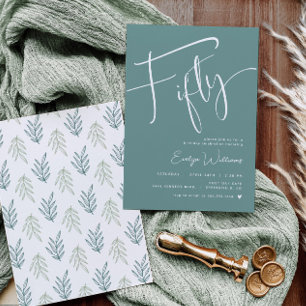 Teal 50th Birthday Invitation