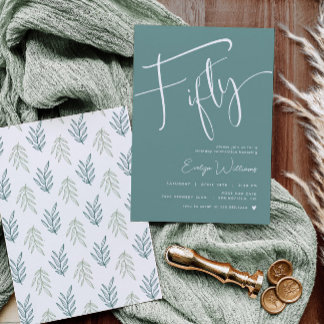 Teal 50th Birthday Invitation