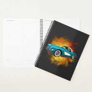 Teal 59 Corvette Car Red Explosion background Planner