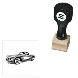 Teal 59 Corvette Car Red Explosion background Rubber Stamp