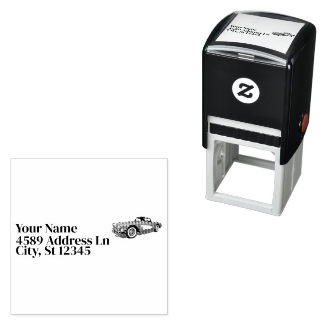 Teal 59 Corvette Car Red Explosion background   Self-inking Stamp (In Situ)