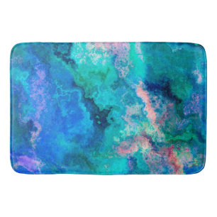 Teal Abalone Shell Painting  Bath Mat