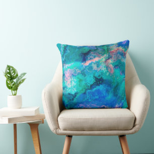Teal Abalone Shell Painting Cushion