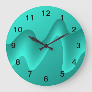 Teal Abstract Design Image. Large Clock