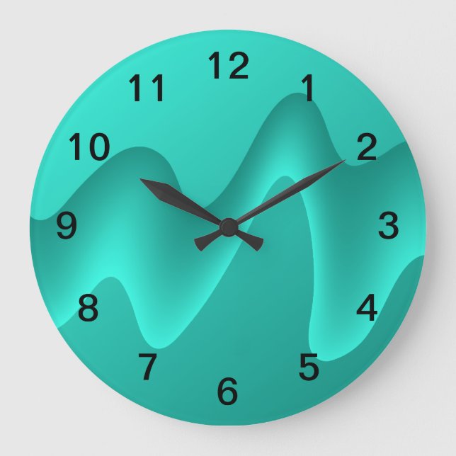 Teal Abstract Design Image. Large Clock (Front)