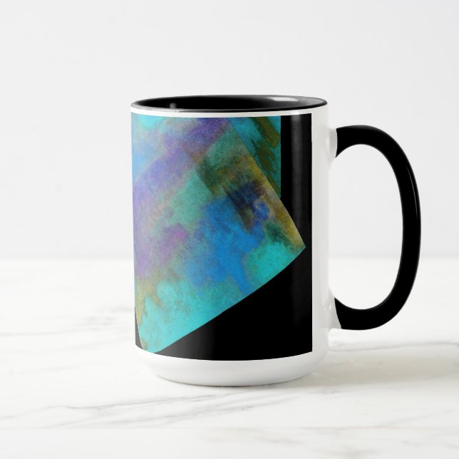 Teal Abstract Design Monogram Mug (Right)
