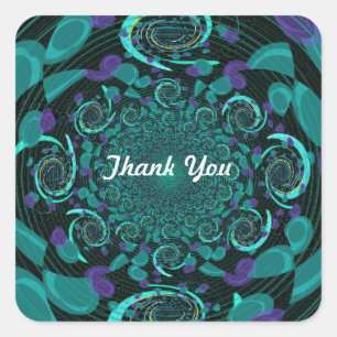 Teal Abstract Design Square Sticker