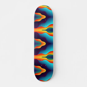 Teal Abstract Flames Skateboard