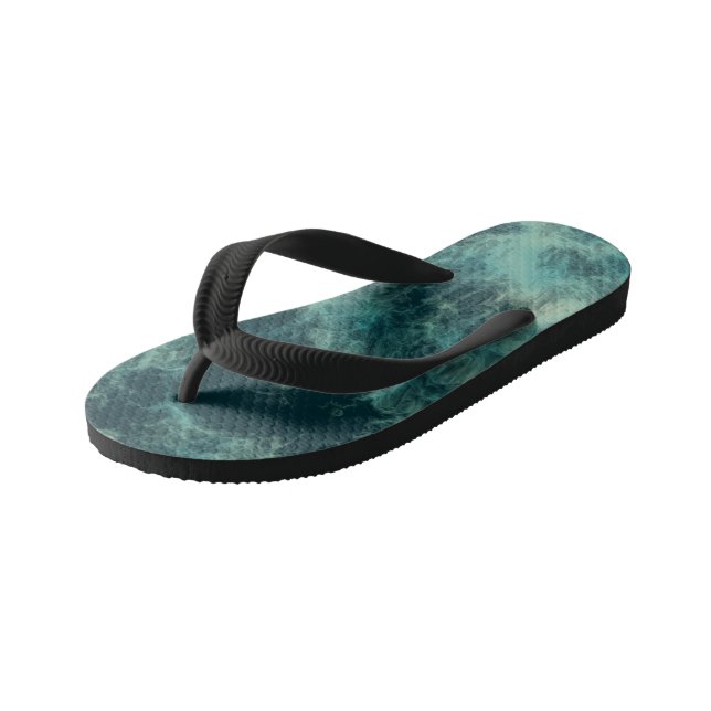 Teal Abstract Kid's Thongs (Angled)
