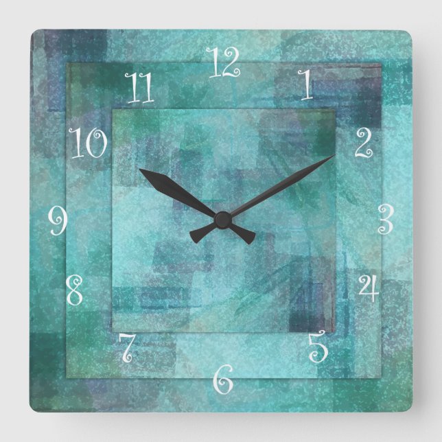 Teal Abstract Kitchen Wall Clocks (Front)