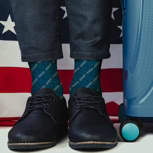    Teal Abstract Pattern Geometric Diamond Stripes Socks