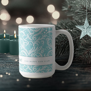 Teal Abstract Snowflake Pattern#10 ID1009 Coffee Mug