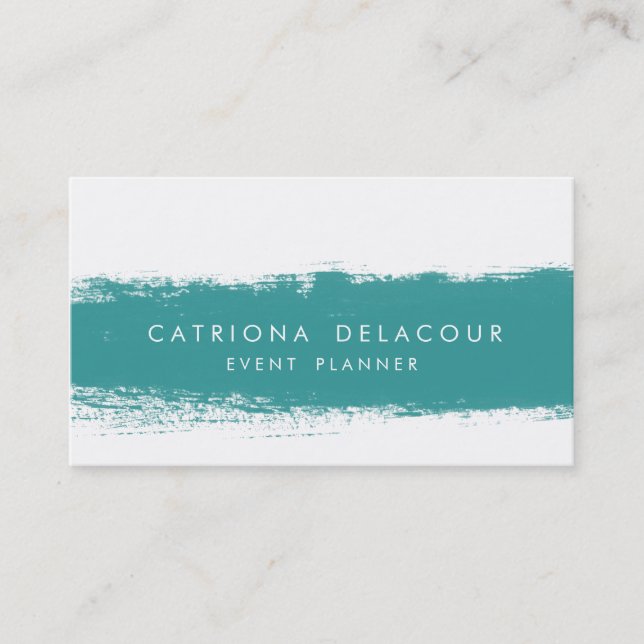 Teal Abstract Watercolor Splash Business Card (Front)