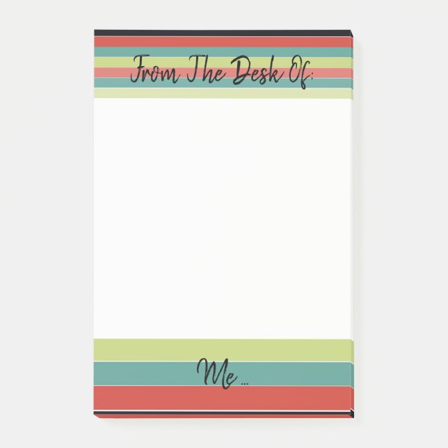 Teal Accented Stripe Post-it Notes (Front)
