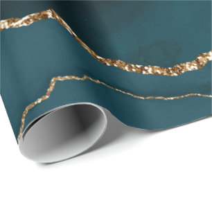 Teal agate pattern Wedding Wrapping Paper
