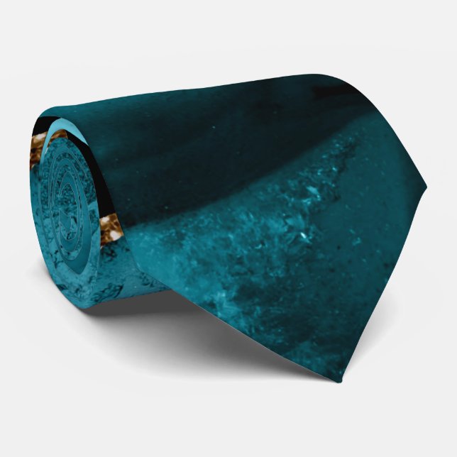 Teal agate tiled pattern Wedding Tie (Rolled)