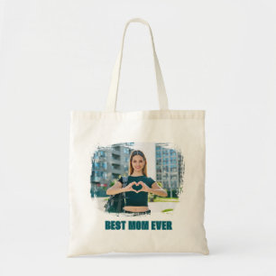 Teal All Caps Best Mum Ever Photo Tote Bag