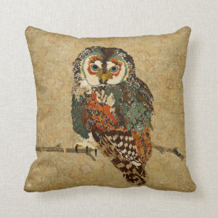 Teal Amber Owl Mojo Pillow