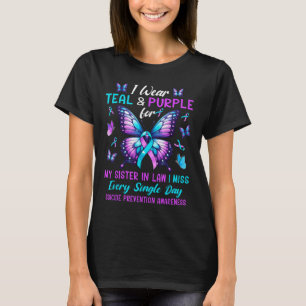 Teal & Purple For Sister In Law Suicide Preven T-Shirt