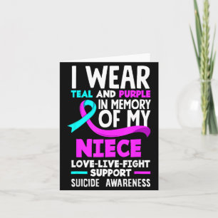 Teal & Purple In Memory Of My Niece Suicide Pr Card