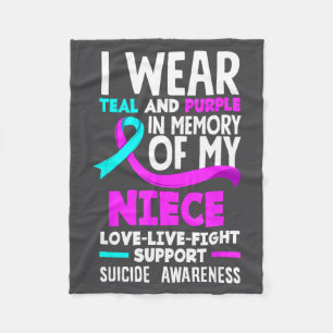 Teal & Purple In Memory Of My Niece Suicide Pr Fleece Blanket